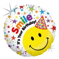 1 Foil Balloon Happy Birthday Smiley Hut 